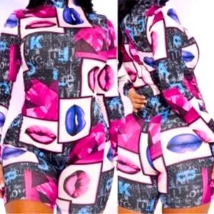 Women’s Plus Sized Multicolor Printed Romper